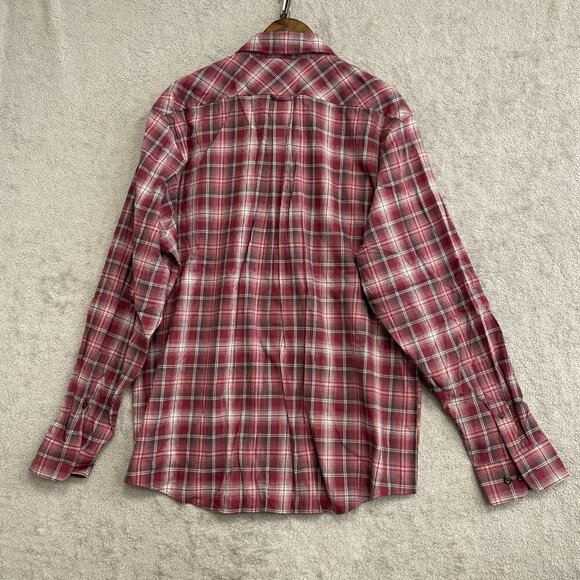 Blake Shelton Lands' End Men's Plaid Button-Up Shirt Long Sleeve Red & Black - Picture 2 of 6